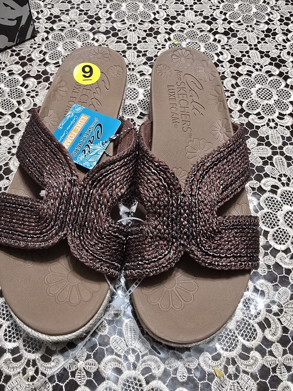 Skechers Women’s Braided Tan Brown Slide Sandals
